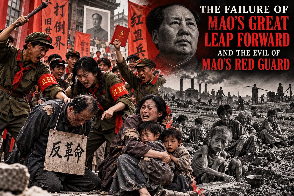 Tarrzio's tweet photo. @ahmednafeesaa What was truly insane was Mao’s Great Leap Forward, the catastrophic famine that killed an estimated 30 million people, and the Red Guards’ brutality, violence, public persecution and humiliation of innocent people during the Cultural Revolution. https://t.co/Deg7bUzHiL