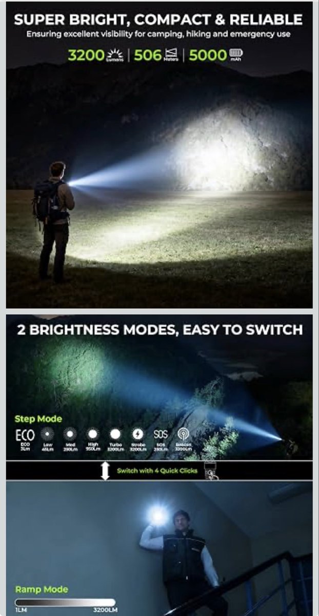 3bode47's tweet photo. كشاف يدوي LED قابل لاعادة الشحن 3200 لومن TS28 مقاوم للماء بدرجة IPX8
👇📹📷 https://t.co/mQJ2reecYj