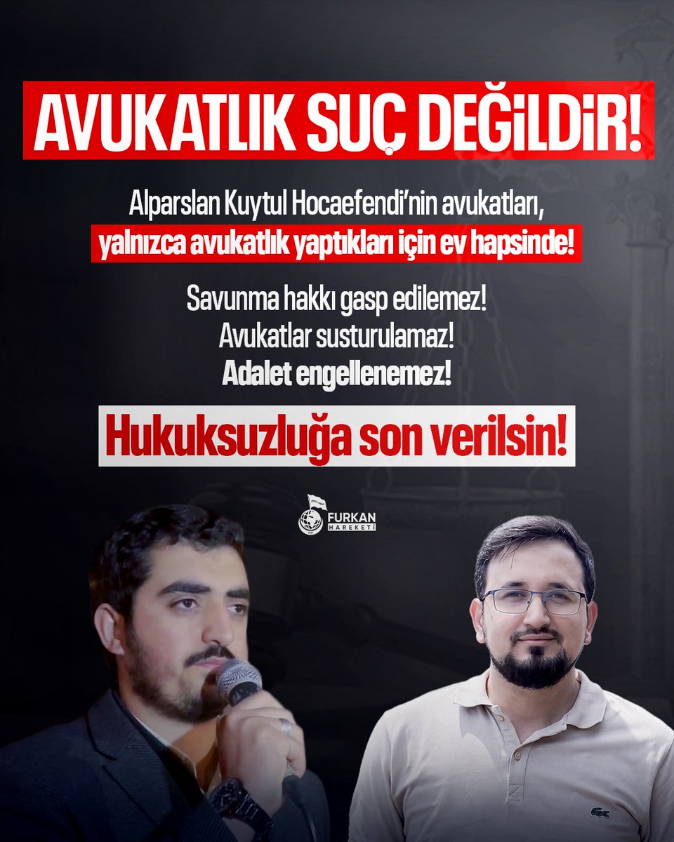 DeryaTeker93892's tweet photo. Avukatlık SuçDeğildir
Avukatların EvHapsineSon
AlparslanHoca Avukatları
SavunmaHakkı Engelleniyor https://t.co/jopVhg4IUf