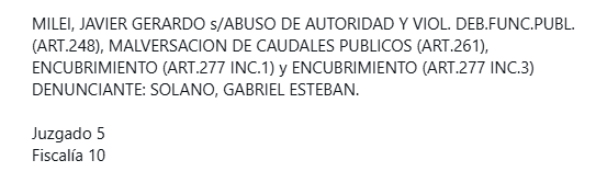 MartnPeiretti1's tweet photo. 🚨AHORA🚨 Acaban de denunciar a Milei por organizar la fuga de Bolsonaro, abuso de autoridad, malversación de caudales públicos porque se usaron fondos de la SIDE, encubrimiento.
Si Milei no gana el próximo año, termina preso. Que no se fugue. https://t.co/nZwROTrZOj