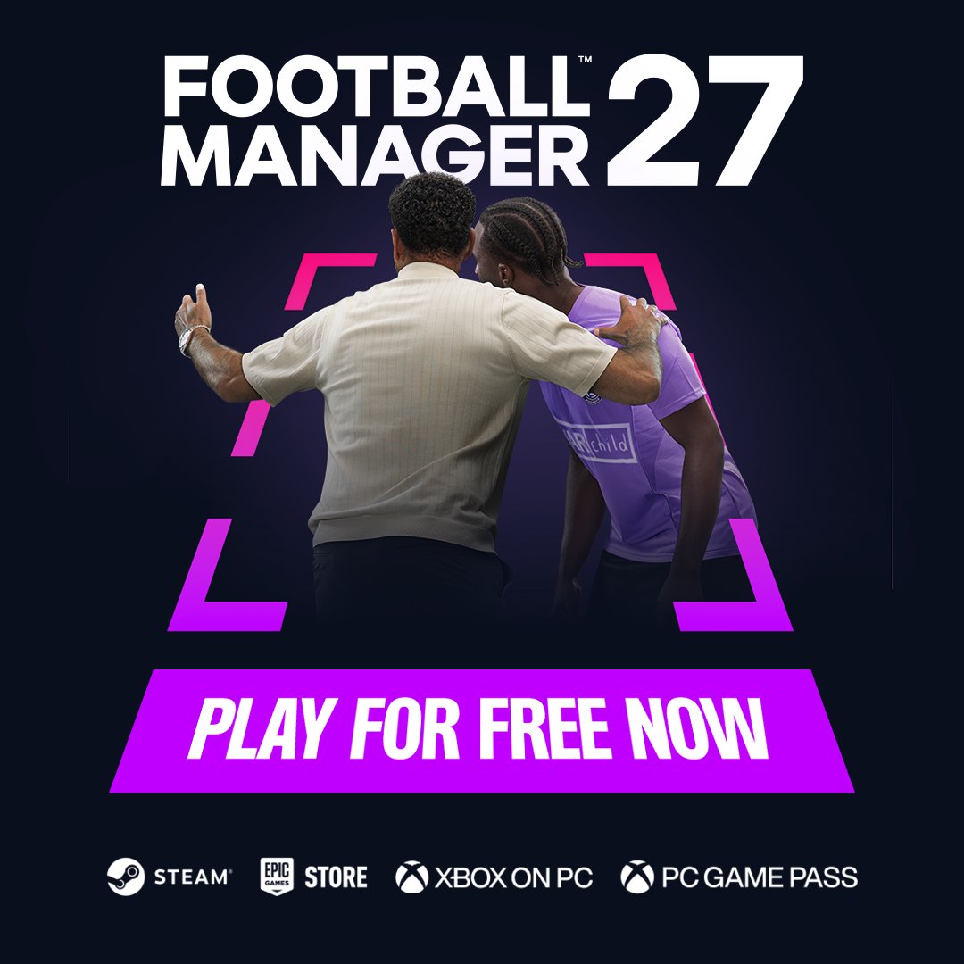 FootballManager's tweet photo. Our #FM27 Free Launch Preview is here 🙌

Play Football Manager 27 for free now on PC/Mac across Steam, Microsoft Store, Xbox Game Pass and PC Game Pass.