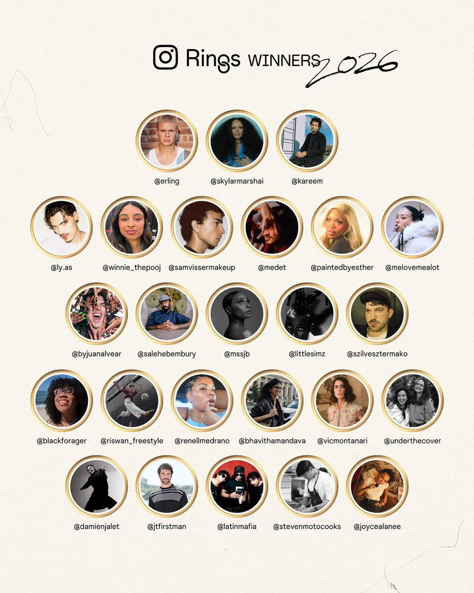 PopBase's tweet photo. Instagram announces the 25 winners of its 2026 Rings Awards.

The awards celebrate creators making an impact through their creativity, with winners receiving a custom physical ring and special features on their Instagram profiles, including a gold Stories ring.

(https://t.co/scqMvsF1S1)