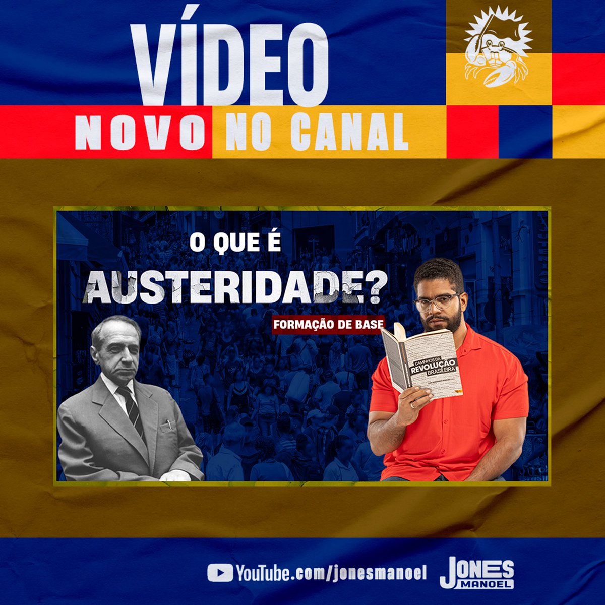 jonesmanoel_PE's tweet photo. Salve, camaradas. Hoje, às 14h, vai ao ar vídeo novo onde, num quadro novo, vamos conversar com vocês sobre o que é austeridade. Esse é o primeiro de uma série de vídeos onde buscarei debater temas importantes da política brasileira. Vem conferir, que ficou bom demais! https://t.co/YDHQ7ONeUW