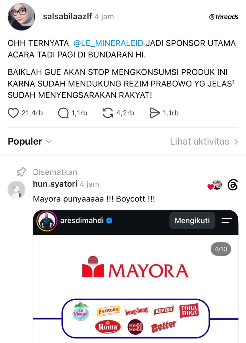 burestii's tweet photo. gais. yang masih minum Le_minerale. jan lupa cancel cultur. 

dia sponsor yang acara di bunderan HI itu. https://t.co/Mgxf9du9aX
