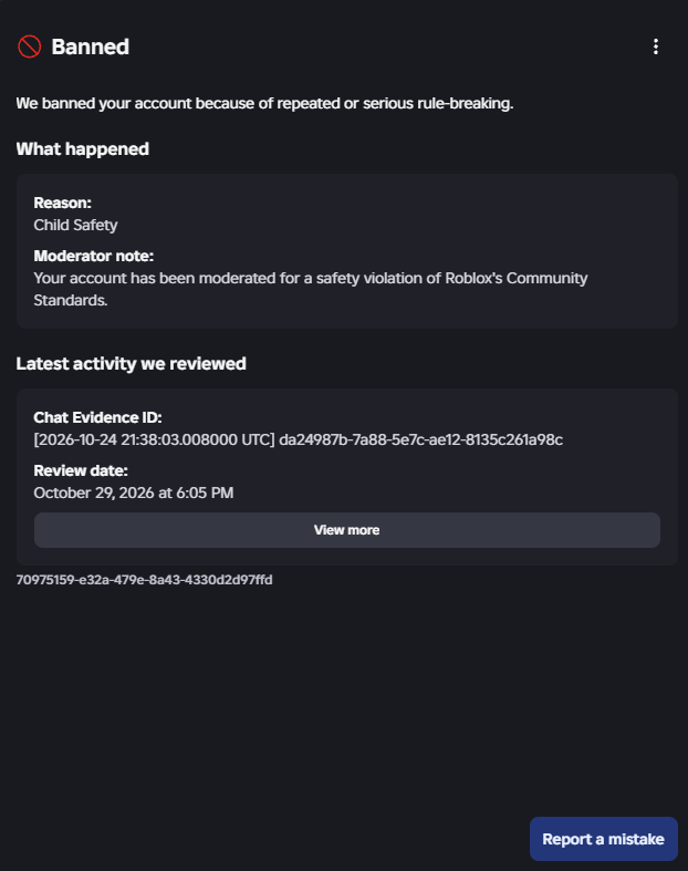 delictive's tweet photo. falsely banned on roblox for child safety, only id evidence without any proof of something can anybody help me with ts (3k~usd account down the drain)

@Roblox https://t.co/YxFgKcGBLg