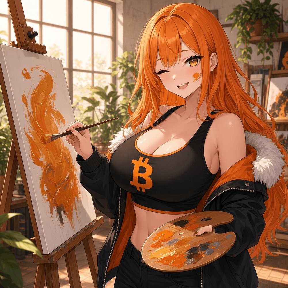 BigTittyCoinRH's tweet photo. Painting the whole chart orange, one green brushstroke at a time 🎨🧡 Queen's masterpiece is still in progress, $BTC. https://t.co/ES22oNAW4C