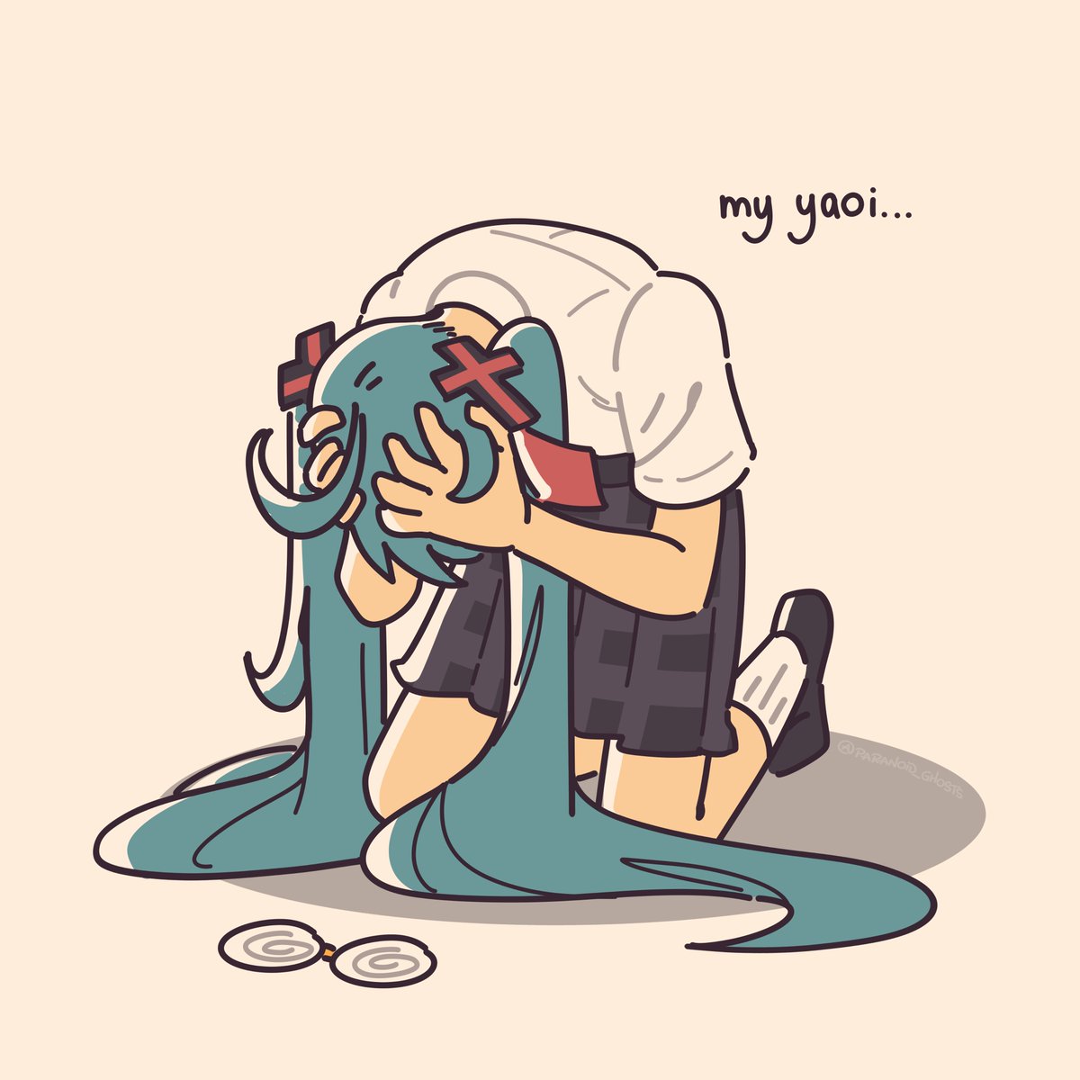 paranoid_ghosts's tweet photo. fujoshi miku finds out ao3 is down https://t.co/t6Ac8W8fOL