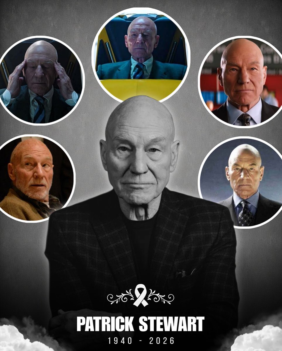 CartoonsOTMoon's tweet photo. Patrick Stewart, nuestro legendario Charles Xavier en X-MEN, ha fallecido a los 86 años. https://t.co/wVfAODxMuj