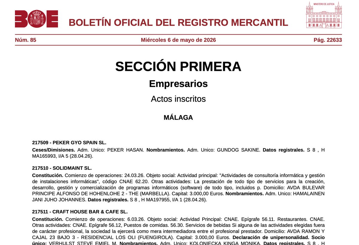 uzunyigit3's tweet photo. Sonra İspanyol ticaret siciline baktım ve Tera’nın İspanya’da da bir şirketi olduğunu gördüm. 

TERA GYO SPAIN SL. 

Kuruluşu 17 Şubat 2022, Marbella ama sonra Torremolinos’a taşınmış

Sermayesi 3.000 Euro. Evet, üç bin. İspanya’da bir limited şirket için yasal asgari tutar.

Eski adı Peker GYO Spain SL. Haziran 2026’da Tera GYO Spain oldu.

Mal sahibi Peker Gayrimenkul Yatırım Ortaklığı A.Ş., yani Borsa İstanbul’da işlem gören, 2026 başında kontrolü Tera’ya geçen halka açık şirket. %100 bağlı ortaklık.

Tek yöneticisi Gundog Sakine. Almanya’daki üç iflas yönetimindeki şirketin müdürüyle aynı isim. 28 Nisan 2026’da Hasan Peker’in yerine atanmış.