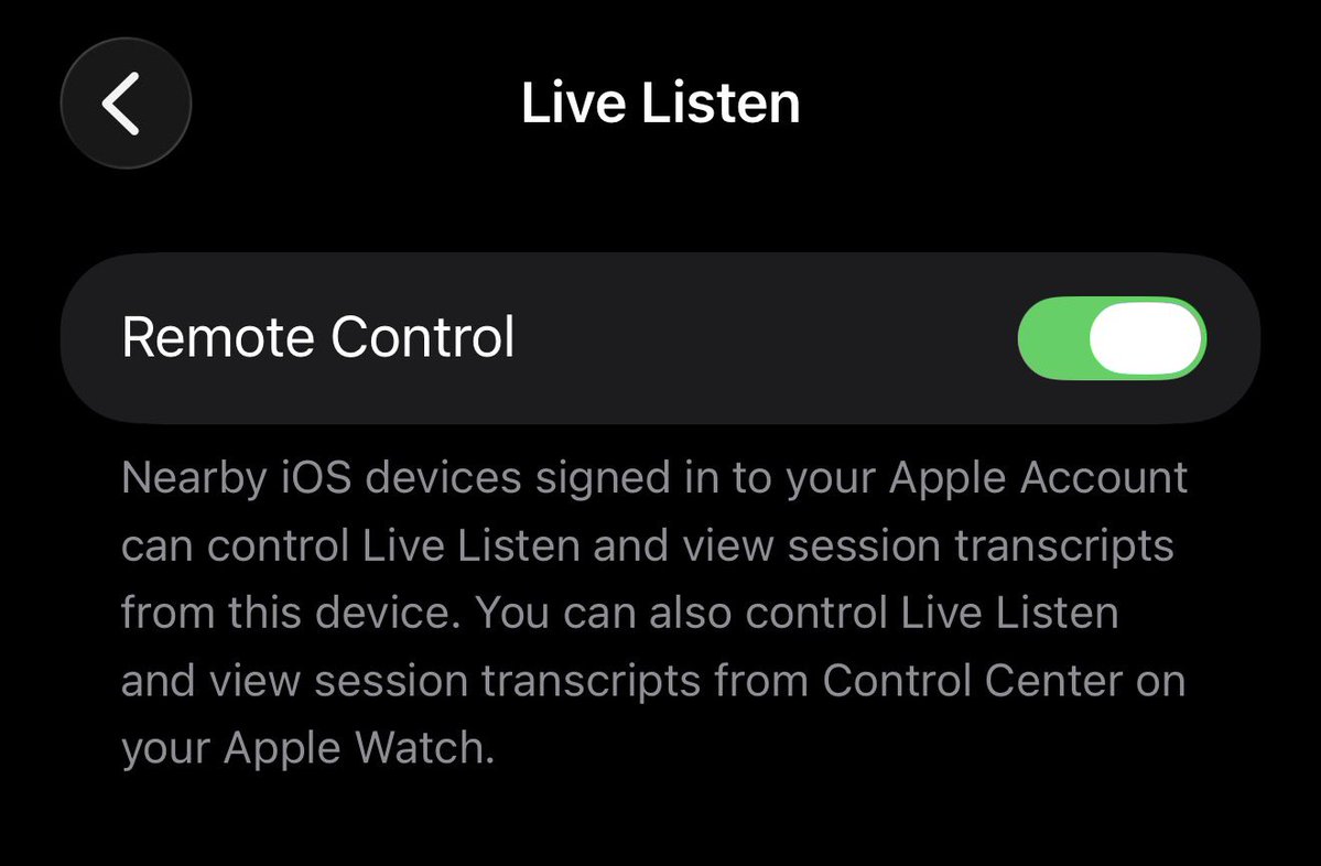 MrWhale's tweet photo. 🚨 A new iPhone hacking method is reportedly circulating, potentially allowing attackers to gain access when a certain feature is enabled.

If you have this feature turned ON ✅, make sure to turn it OFF ☑️. Better safe than sorry!

Accessibility -> Audio and Visual -> Live Listen -> Remote Control