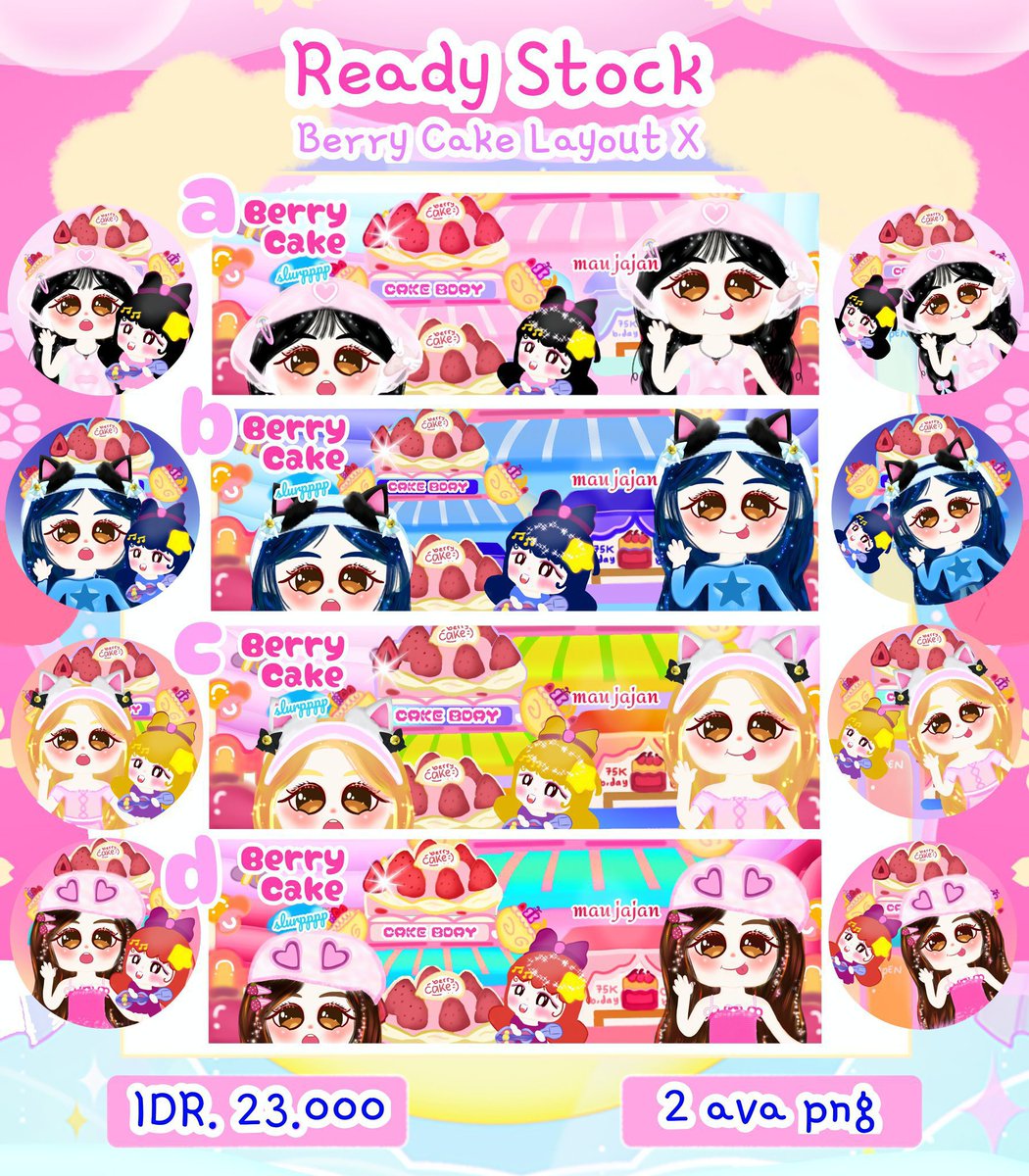 atcha_chaww's tweet photo. ˚˖𓍢ִ໋🦢˚a repost would be much appreciated! 𐙚

Guys aku mau clearance layout ini karena mau fokus jasa design poster, infografiss, dll ajaa
15.000/each yaa untuk berry cake sisa b dan c yapp hayu dihabisin 

thank you! 

#zonauang #bealanja https://t.co/0gOCLoZYZA