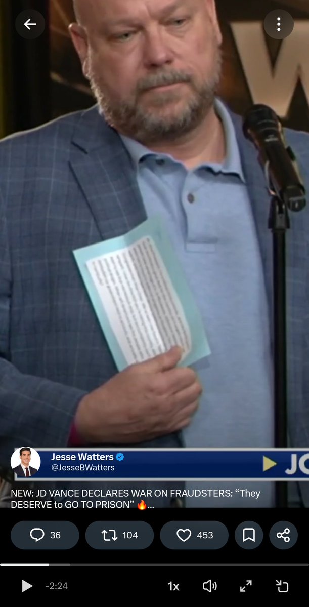 NeoconDon's tweet photo. @JesseBWatters @JDVance Who wrote that for him? https://t.co/wHMhSxUN5Z