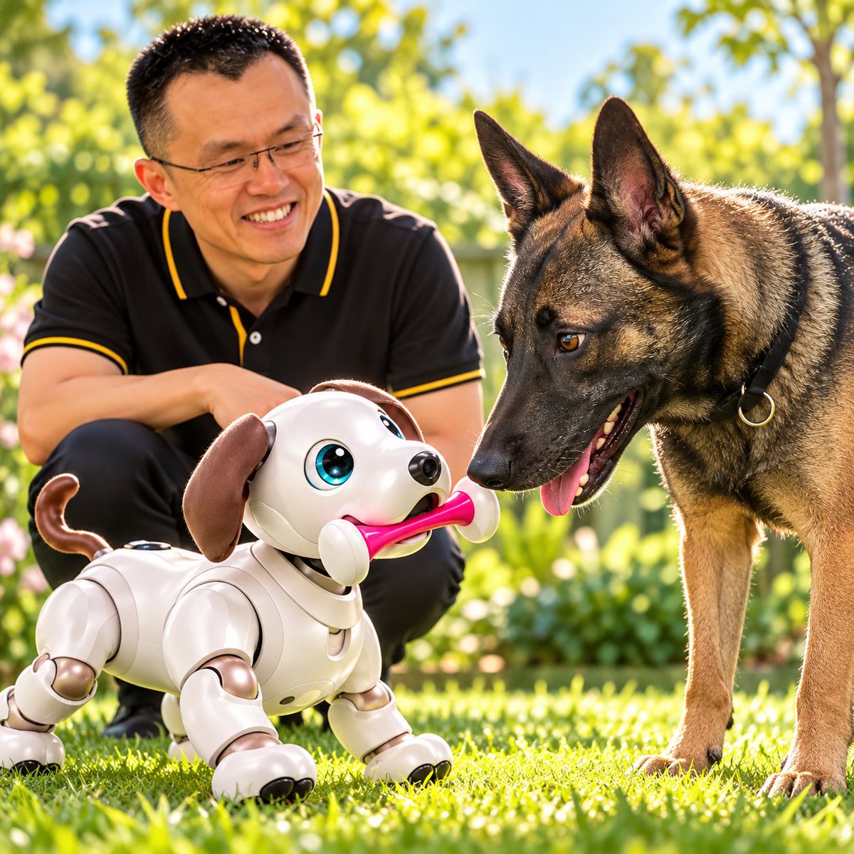 AiboDogBNB's tweet photo. Broccoli is a real dog.

AIBO is a robot dog.

One became famous through @cz_binance's posts.

The other showed up in his memoir.

Imagine these two meeting for the first time.

Broccoli: Woof!

AIBO: Processing... 🤖

Who would win a race? 🐶 https://t.co/58Uhd2b5OZ