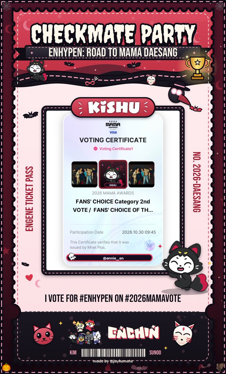sunixx0924's tweet photo. VOTE ENHYPEN NOW!!!🚨🚨

1 RT = 1 VOTE

vote #enhypen on #2026MAMAVOTE 🍀 https://t.co/6mWYE2W33z