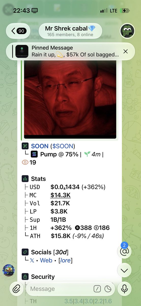 shrekGem's tweet photo. $SOON
5.2x profit 

Aped at $14.3k MC
/pnl ae3Cq5PZo6MZvdnLGGubQkKviw9MuZBoWvXwPTapump https://t.co/5ri2z2o5kJ