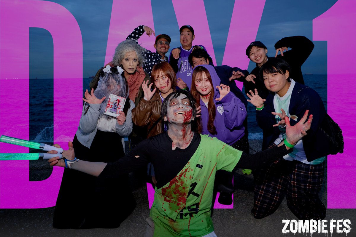 ZOMBIEFES2026's tweet photo. 𝙕𝙊𝙈𝘽𝙄𝙀 𝙁𝙀𝙎 𝟐𝟎𝟐𝟔
 𝘿𝘼𝙔 𝟏 𝙎𝙉𝘼𝙋 📷

𝟭𝟬.𝟮𝟵 𝗧𝗛𝗨｜うみかぜ公園

思い思いのゾンビメイクで、
会場はゾンビだらけ🧟‍♀️🧟‍♂️

ゾンビになってフェスを楽しもう！

本日も冷え込みますので、
暖かい服装でお越しください🌬️

https://t.co/8MUlWBgDOO
#ZOMBIEFES2026 https://t.co/yxnR1NUSHE