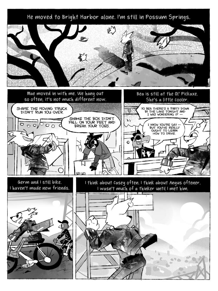 lobodecasa's tweet photo. it's been a year since angus left
a #nitw fan comic https://t.co/2NjkyxeICE