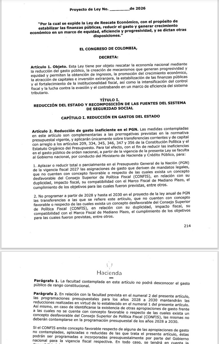 TataZambranos's tweet photo. 🧵💰 Leí el proyecto de “Ley de Rescate Económico” y la pregunta es: ¿quién va a pagar el rescate?

👷‍♀️ MÁS PERSONAS PAGARÍAN RENTA

El umbral bajaría del equivalente de $4,76 millones a $3,14 millones mensuales de ingreso gravable, usando la UVT de 2026.

Quienes queden entre esos valores pagarían el 9% sobre lo que supere el nuevo umbral.

✂️ Además, se reducirían los beneficios tributarios de los trabajadores. Una mayor parte de sus ingresos podría quedar sujeta al impuesto.

🏥 MAYORES APORTES A SALUD

Desde 2027 subirían para empleados e independientes con una base de cotización superior a dos salarios mínimos mensuales.

👉 Para empleados, el primer aumento sería del 4% al 5,5%.
👉 Para independientes, del 12,5% al 13%.

Menos plata disponible cada mes. En independientes, la base de cotización no equivale al valor total del contrato.

☕ MÁS IVA EN COMPRAS COTIDIANAS

Desde 2028, productos como el café tostado y el chocolate de mesa perderían la tarifa reducida del IVA del 5% y pasarían al 19%.

💻📱 También se eliminaría la exclusión para computadores, tabletas y celulares económicos que hoy cumplen los topes legales.

Eso podría encarecer tanto el desayuno como las herramientas para estudiar y trabajar. ¡Ahora hasta tomarse un cafecito será un dilema para el bolsillo!

🍺 CERVEZA, VINOS Y LICORES

La cerveza tendría un cobro de $330 por grado de alcohol en una presentación de 330 ml. Una de 5 grados pagaría $1.650 solo por ese componente, más otro del 10% sobre la base establecida.

📌 Esto no significa que su precio suba exactamente $1.650: ese cobro reemplaza el esquema actual.

🍷 En vinos y licores, el IVA pasaría del 5% al 19%. Además, se propone un impuesto al consumo de $750 por grado de alcohol en una botella de 750 ml, más un componente del 35%.

🚨 ¡Ojo con los bares y gastrobares!

Si trasladan el mayor costo al cliente, pueden perder ventas; si lo absorben, se reduce su margen.

Detrás están los empleos de meseros, cocineros, personal de barra y proveedores. Hay que evaluar el impacto sobre toda esa cadena.

🚬 CIGARRILLOS Y VAPEADORES

En cigarrillos, el componente fijo por cajetilla de 20 sería de $7.823 en 2027 y $11.200 desde 2028, más el componente del 10%.

✅ Aquí sí respaldo el aumento: desincentivar el consumo de tabaco y proteger la salud pública es necesario.

Para vapeadores comprendidos en el impuesto, el cobro sería de $1.000 por mililitro en 2027 y $2.000 desde 2028, más un componente del 30%.

🥤 BEBIDAS ENDULZADAS

Desde 2028, una bebida endulzada de un litro tendría un impuesto de $450 o $760, según su contenido de azúcar.

También quedarían incluidas bebidas con edulcorantes, aunque sean “cero azúcar”.

🔄 DEVOLUCIÓN DEL IVA

Habría devolución para población pobre y vulnerable, con condiciones y límites.

¿Llegará completa y a tiempo? Quienes queden por fuera tendrán que asumir el mayor costo.

🏢 ¿Y DEL LADO EMPRESARIAL Y DE LOS GRANDES PATRIMONIOS?

📉 La tarifa general de renta empresarial bajaría al 33% en 2027 y al 31% desde 2028.

Puede beneficiar a las pymes con utilidades gravables, pero sirve poco para un negocio que apenas logra cubrir sus costos.

🏦 Las grandes inversiones que cumplan los requisitos del régimen RUGE podrían acceder a tarifas especiales del 20% o 26%, según cuándo comiencen, con estabilidad por 16 años.

💎 Se elevaría el umbral para pagar el impuesto al patrimonio, dejando menos patrimonios sujetos al cobro. Además, tendría fecha de terminación: 2030.

⚖️ El proyecto parece ofrecer mayores garantías a las grandes inversiones y patrimonios, mientras las mipymes, que constituyen la inmensa mayoría del tejido empresarial colombiano, reciben un alivio mucho menos claro.

Promover la inversión es necesario, pero los beneficios deben demostrar resultados en empleo formal, producción y compras a proveedores nacionales.

🇨🇴 Finalmente, como siempre quienes terminan pagando los rescates son los trabajores y trabajadoras de nuestro pais! Que empiece el debate!