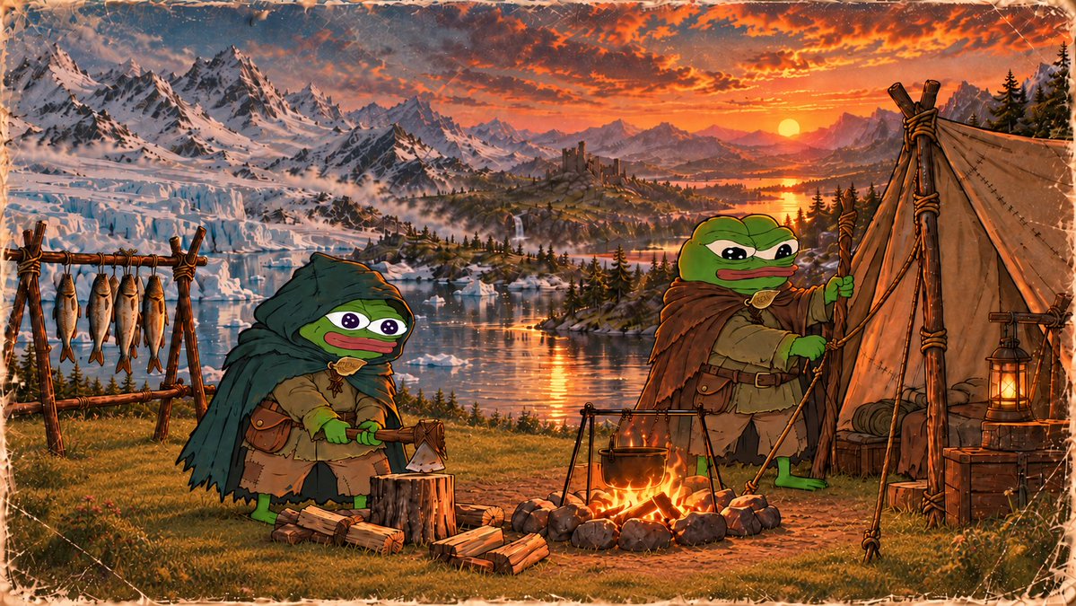 frenplanet's tweet photo. Frens build the first Fren encampment in the new world. https://t.co/XqKzhIq4dN