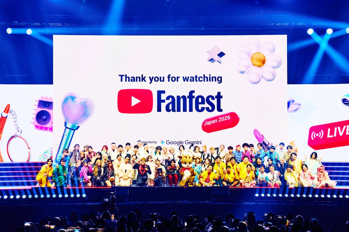 YouTubeJapan's tweet photo. ⋱ THANK YOU 🎉 ⋰
フィナーレ！今年も感動をありがとうございました！

#YTFF をつけて、あなたの「好きな瞬間・印象に残ったシーン」を教えてください💬

ライブ配信は 10/30 21 時まで全編視聴可能です！何度でも見返してくださいね👀
📺 https://t.co/31RrgGjkFC https://t.co/Id05dx8Rqh