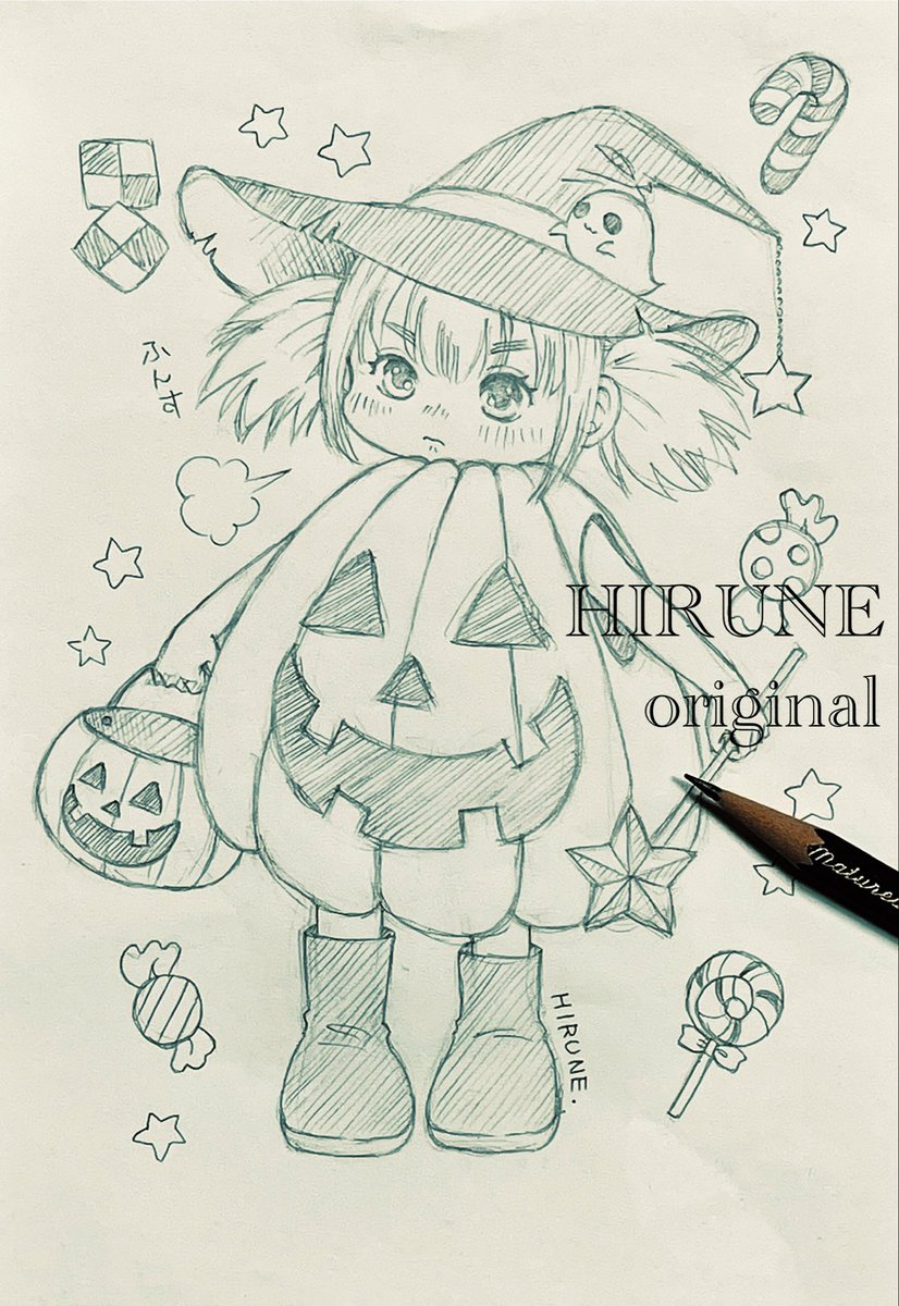 HIRUNE_777's tweet photo. ｢おかし‼︎いっぱい‼︎
     もらうもん‼︎🍬🍭🍫🍪｣

ハロウィンに向けてやる気まんまんな女の子落描き🎃落描きばっかだけどやっぱりハロウィンﾀﾉｼｲ

#アナログはいいぞ 
#ハロウィン https://t.co/WGdcyTcVs1