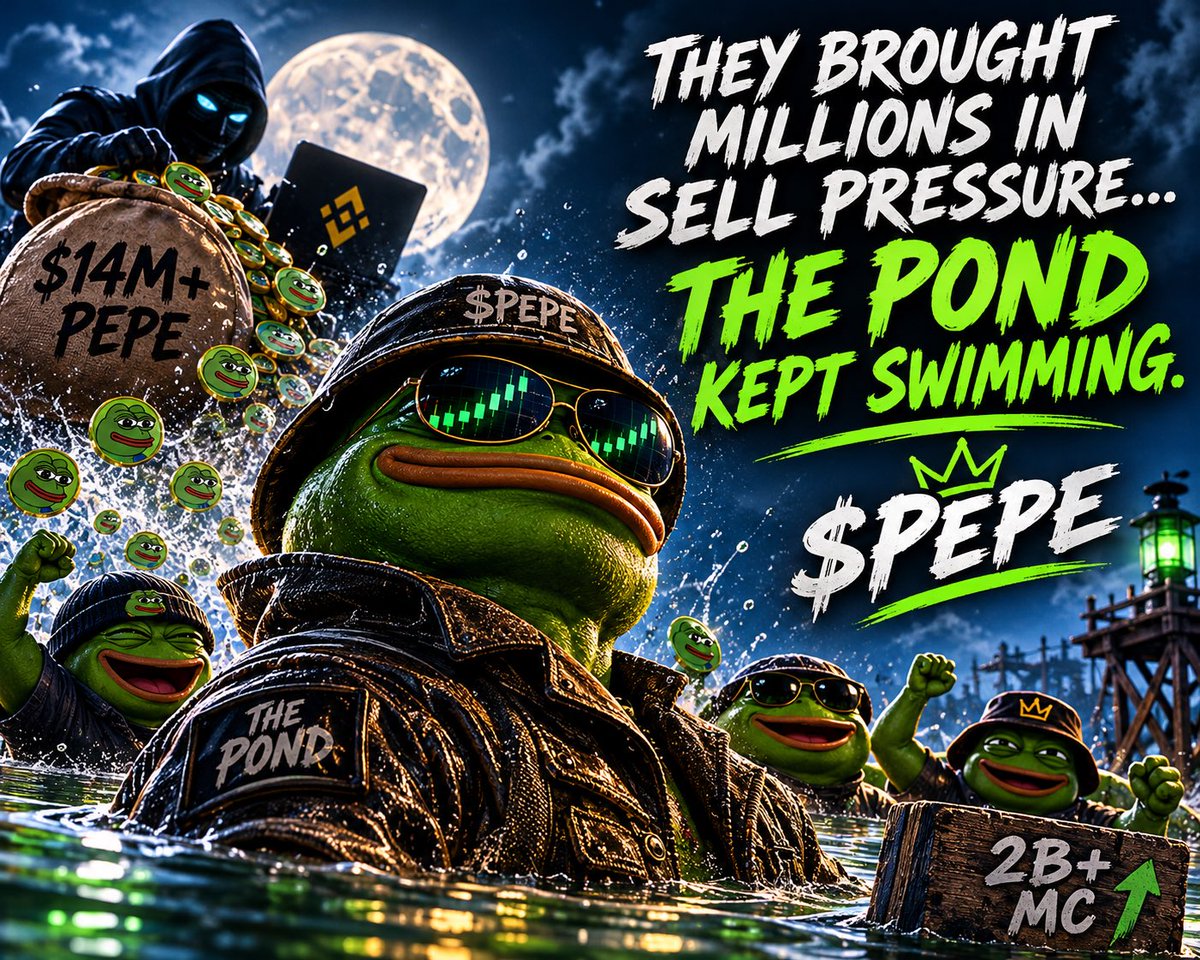 AyyStarrRKT's tweet photo. They brought the sell pressure.
The Pond brought the buyers.
🐸 Still swimming. Still building. Still here.
$PEPE
The Pond doesn't fold. � https://t.co/HuwDDkDN6F