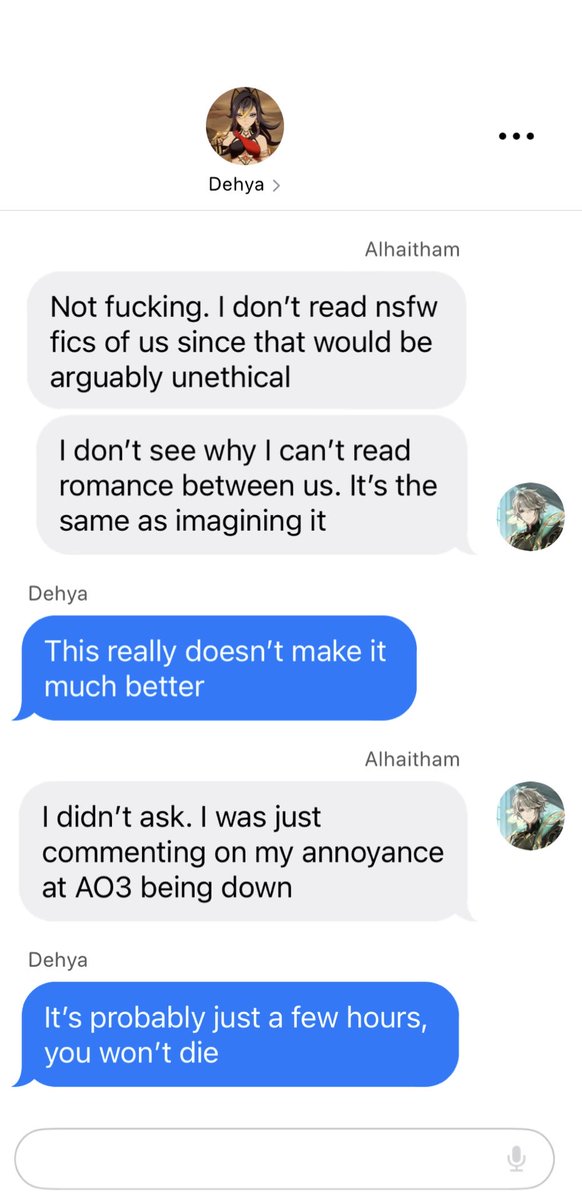 pathicflower's tweet photo. alhaitham’s habit of reading alhaitham/kaveh fics on AO3 is interrupted by the two-week maintenance: an unserious social media AU threadfic! https://t.co/j058IOh4Aq