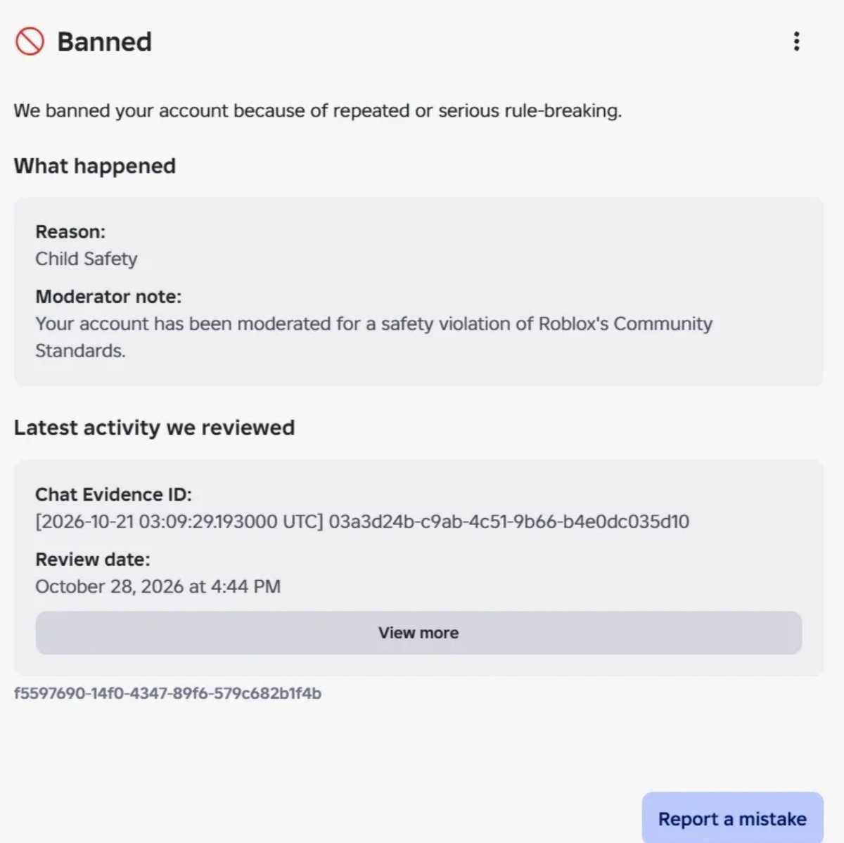 FIVEDEFII's tweet photo. @roblox
Please Help.
Yesterday I Was Banned For Something Related To "Child Safety" Even Though I've Never Put Anyone In Harms Way, My Account Is In Good Standing, And I Have Had My Appeal Denied TWICE By Automation.

User: Episode24Roger https://t.co/pyIRuGOD5l
