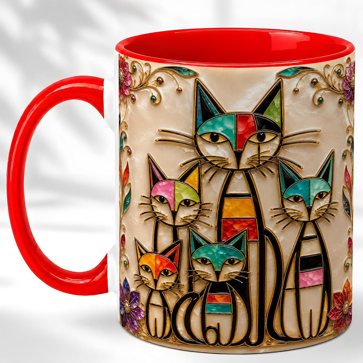 goshoppingbees's tweet photo. Ornate Cat Family Coffee Mug, Floral Pet Mug, Ceramic 11 oz.  Elegant cat family and floral art for coffee, tea, or cocoa, bringing warm pet charm to #home, #kitchen, or #office.  https://t.co/hQkG2WmYcZ
#whiteelephant #SecretSanta #giftshopping https://t.co/IgFQLnoovO