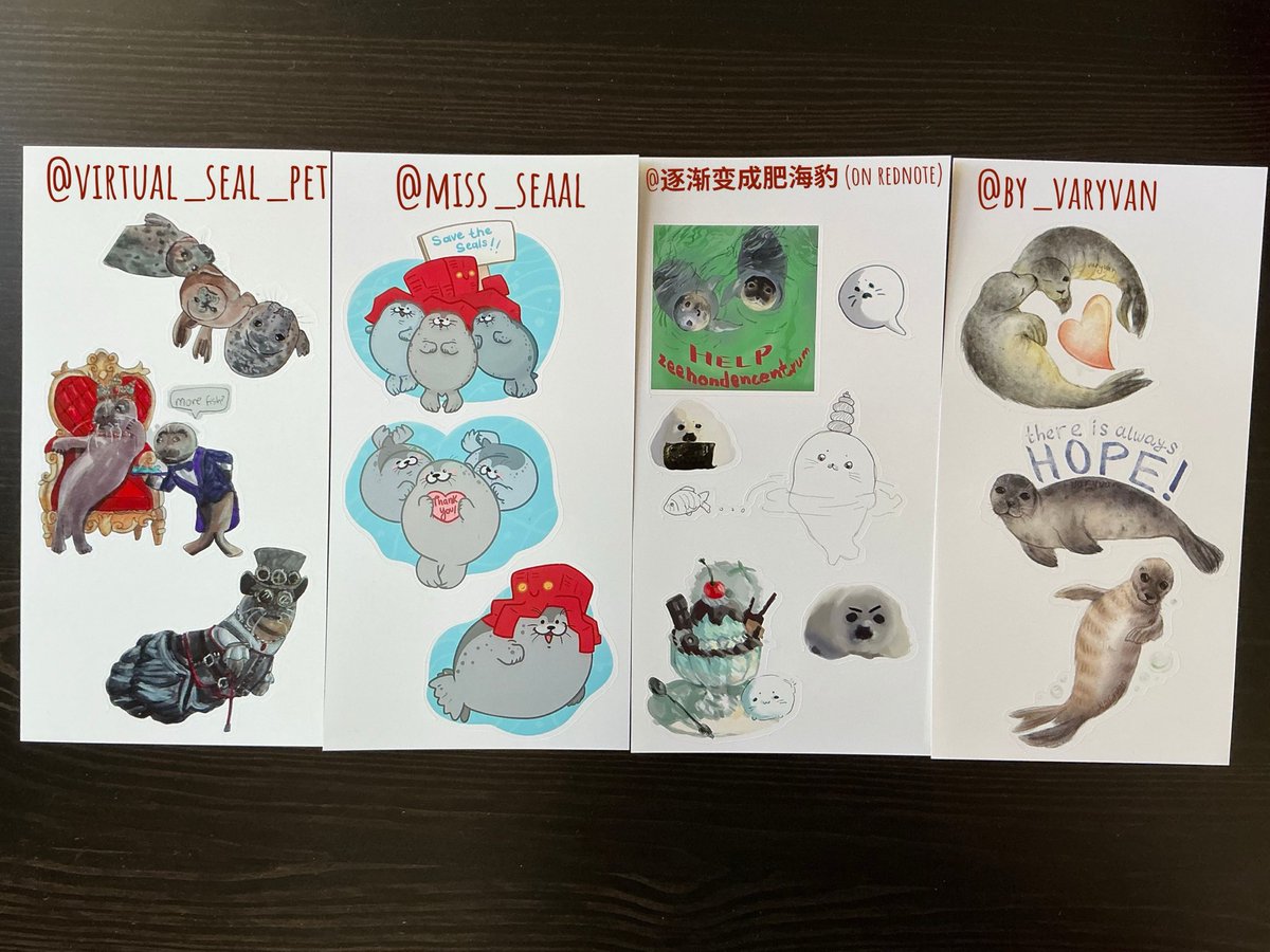 sealsignal's tweet photo. Last chance for @Zeehondencreche Donation Dive, and full art show of all stickers 💕🦭 This fundraiser has run over 2 weeks now, and it's time for me to switch to production so that people can get their stickers. 
(Artist account names are on IG mostly) https://t.co/fXm2dSNQHd