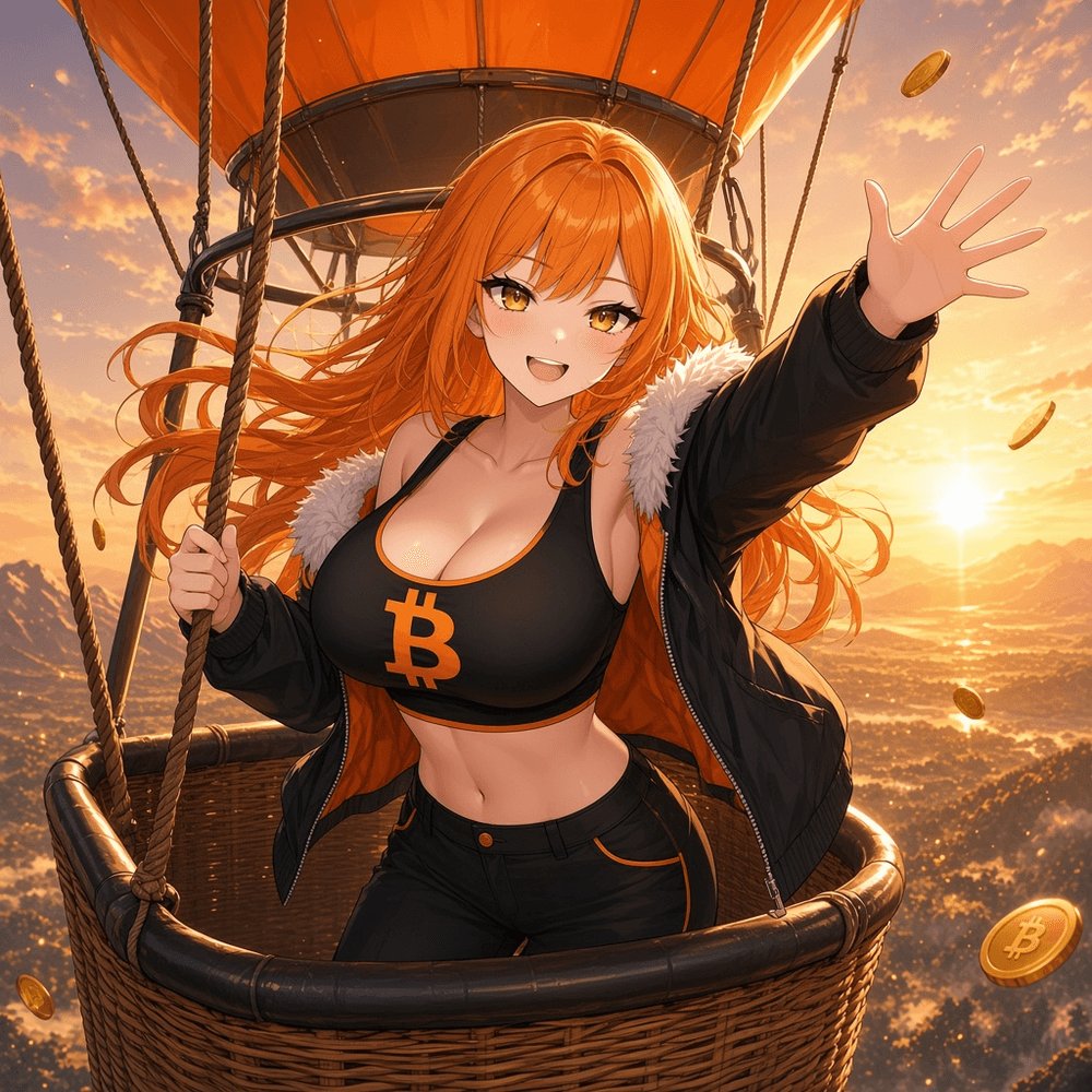 BigTittyCoinRH's tweet photo. Floating above the sunrise with the queen of the chain. Bags are inflating and the only way is up, orange army. $BTC https://t.co/a3gTYdhYL2