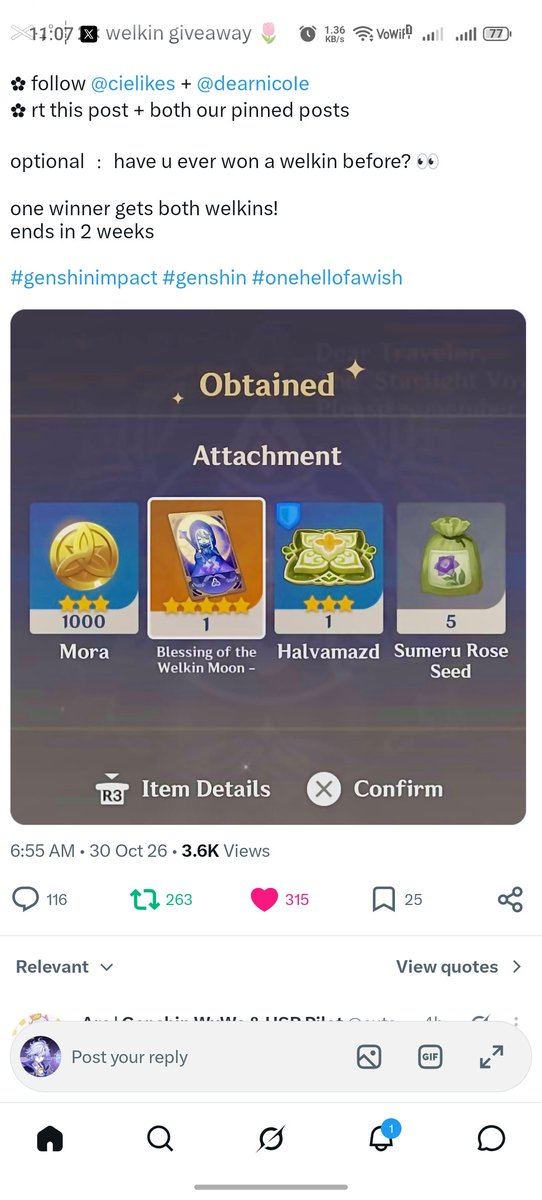 MyNameIsEla_'s tweet photo. @cielikes @dearnicoIe Done. I have never won a welkin before 🥺 Always have to buy my own. https://t.co/dS1P1r3YRe