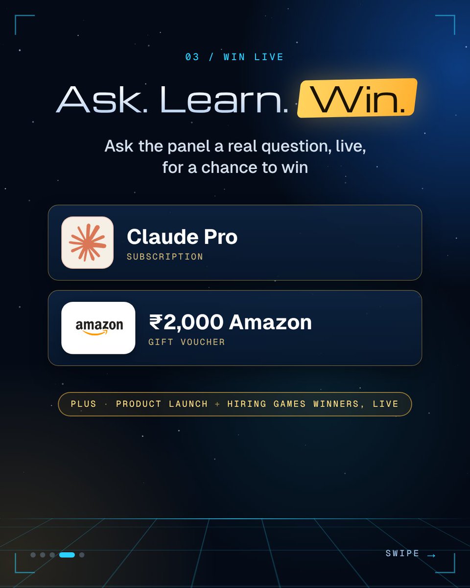 InterviewTrix's tweet photo. New hiring rules, now revealed ⚡ InterviewTrix Launch Event, live and free on Sat 31 Oct, 7 PM IST. Ask the panel live, win Claude Pro or a ₹2,000 Amazon voucher 👇 https://t.co/kmytTHIPPg #Hiring #AI https://t.co/W3QMtpU27G
