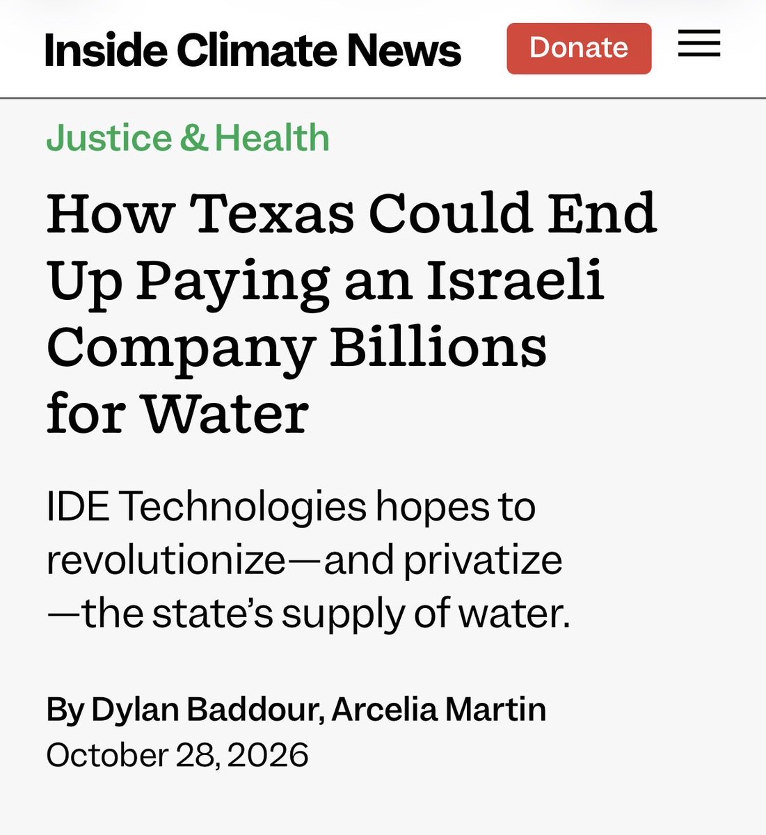 5149jamesli's tweet photo. 🚨 Israel is taking over the Texas’ water supply. https://t.co/hkkXmNcIes