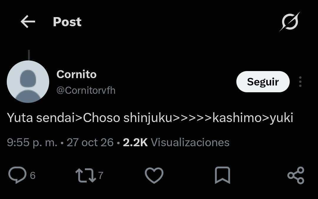 kashi_0102's tweet photo. @Cornitorvfh Oh, ¿Por qué será?

¿No será porque Itadori es claramente superior a Choso?

Te recuerdo que según TU Yuta Sendai > Choso Shinjunku

Y oh vaya que sorpresa, Itadori Shinjunku y Yuta Shinjunku ya son relativos físicamente. Yuta Shinjunku>Yuta Sendai

Creo que ya te haces una idea https://t.co/jg6tGjxaLx