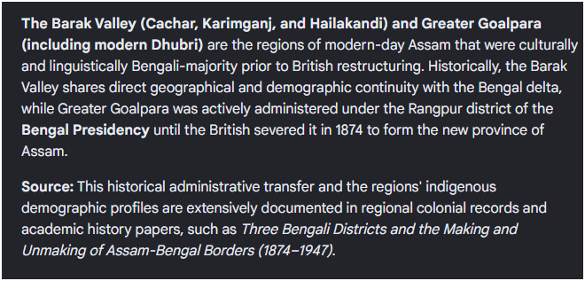 GemsofINDReddit's tweet photo. ASS-a-MIYA logic: Before 200 years of Bangladesh's formation, Bengalis used time machine and became majority in Barak Valley and Lower Assam https://t.co/YSwAQ2Yr2Y
