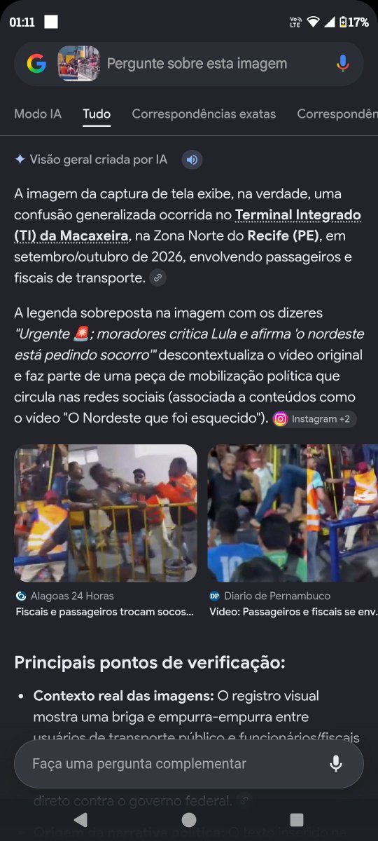 DeSouzzaTomas's tweet photo. @grok @GugaNoblat Em outra rede disseram que uma briga no terminal de Pernambuco 
Então usaram como fake news para dizer que corte de auxilio https://t.co/FsuuKEuq0M