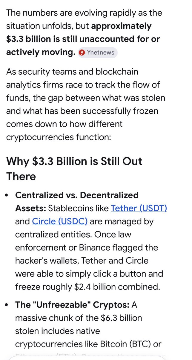 Hannibal9972485's tweet photo. All this event serves to PROVE is the government now has a demonstrated capability to freeze billions in crypto assets instantly. 
stable-coins have centralized kill switches. 🚨
They expect you to believe a  DevOps Laptop 
 submit unauthorized withdrawal transactions across eight blockchain networks in 15 minutes moving $6.3 billion across 8 networks from a single DevOps laptop without triggering internal tier-1 alarms, multi-signature requirements, and withdrawal limits. Binance is not a lemonade stand 🤦‍♂️ 

Moving that kind of liquidity needs the highest level of hardware security modules (HSMs) and multi-party computation (MPC). Blaming a DevOps laptop is the laziest, most transparent scapegoat in the corporate playbook.🚨

This is not a hack. This is an inside job orchestrated by Binance leadership itself to execute a massive, coordinated short squeeze and liquidity grab, masked as a North Korean cyberattack. 🚨

The faked the $6.3B "hack," so they crash the market (Bitcoin drops 5% to $77,000, smaller caps drop 10%). They freeze $3B of "stolen" assets (effectively locking up competitor liquidity or their own user funds to prevent a bank run). Meanwhile, the "unfrozen" $2.4 billion (which is actually just Binance internal wallets moving funds) is swept into untraceable off-shore entities or used to short the market right before the crash. They absorb a fake $6.3B liability on paper, which gives them an excuse to delay withdrawals, deny certain withdrawal requests, and restructure their balance sheet without admitting insolvency. The "SAFU covers it" lie gives users false confidence so they don't pull their money out. The "North Korean hackers" narrative gives them geopolitical cover nobody can sue North Korea, and the FBI/CIA will just nod along because blaming North Korea is the convenient boogeyman for every major crypto failure since 2017.🚨

It's an internally engineered liquidity crisis masking mechanism and a massive market manipulation short. Binance is using the "North Korean hack" to freeze user assets, crash the market to buy the dip, and hide their own insolvency or fractional reserve practices.🚨

They have a massive internal liquidity crisis.

Sky News says  $6.3 billion stolen, the largest heist in history  But the on-chain data tracked by analysts shows only about $3.3 billion in total assets actually moved across the eight blockchain networks

this entire event is an engineered market manipulation and fractional-resve obfuscation. Binance is facing a silent insolvency issue due to bad debts or over-leveraged internal trading desks. 🚨🚨

So for them to  survive a bank run, they need to freeze user assets and crash the market to buy back cheap. They move $3.3 billion internally to a wallet labeled 0x5227 and then onward to 0x8532. 🚨🚨

 They label it a TraderTraitor North Korean hack because that group already has an FBI fingerprint from the Bybit hack, making it the perfect scapegoat.🚨

 By freezing $3 billion of user funds on-chain under the guise of stopping the hackers, they lock up their own customers' liquidity, preventing a massive withdrawal run.
 They crash Bitcoin 5 percent down to $77,000 and smaller assets 10 percent, allowing their internal trading desks to short the market or buy the dip at a massive discount.🚨

https://t.co/02d2SZ1pFb

https://t.co/P5oZYXMJMF