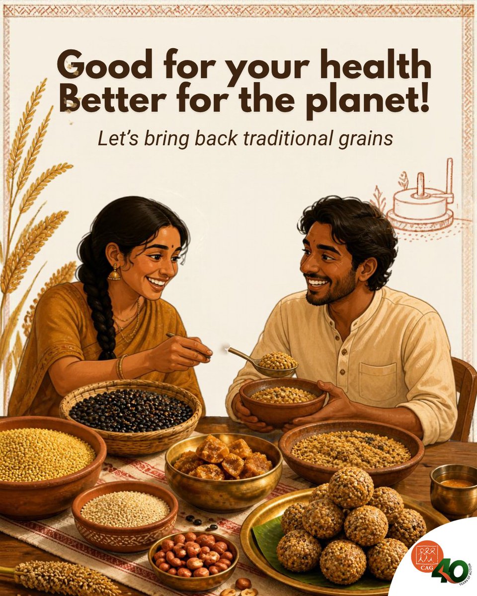 CAGChennai's tweet photo. Bring traditional grains back to our plates! 🌾
Nutritious, diverse and rooted in our food heritage, traditional grains help support biodiversity, local farmers and sustainable food traditions.
Let’s rediscover them, one recipe at a time!
#TraditionalRecipes @naturskyddsf https://t.co/7eitaURxq4
