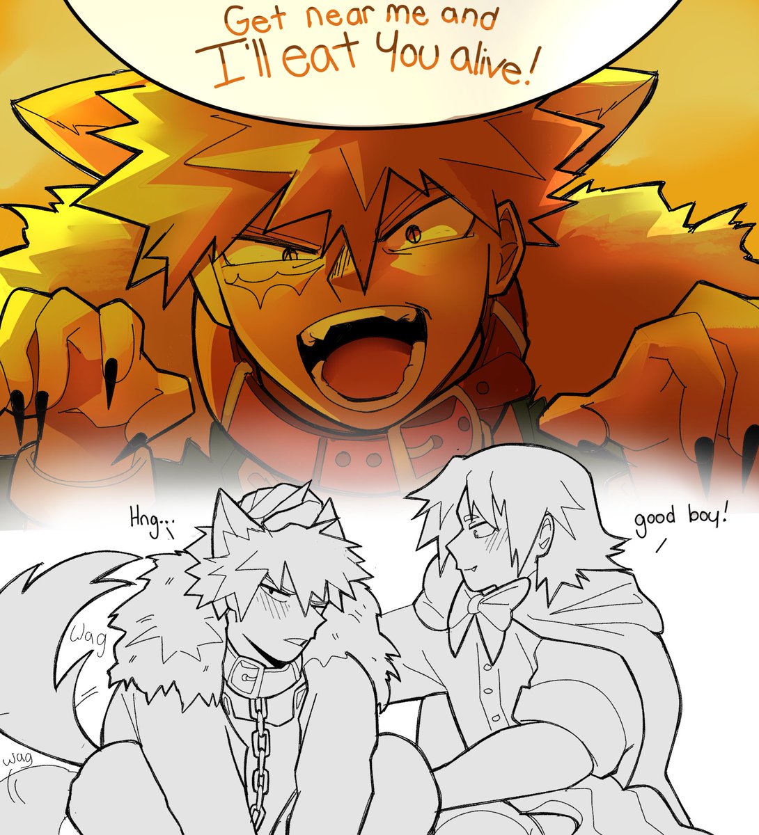 RottedBombshell's tweet photo. I hate this drawing so much but whatevaaa happy Halloween to krbks

#kiribaku https://t.co/a5MBik0sE2
