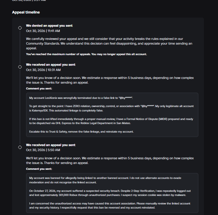 LexionNew's tweet photo. This is ridiculous, I' ve spent 6 years on roblox and 3 years as a Roblox dev, and i got false banned? @Roblox @RobloxCreators #robloxbanwave 

Roblox just please, this is mistaken, i dont know whose that account is https://t.co/jiUreo9HJK