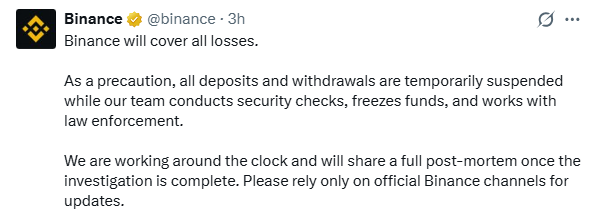 MoodyMoneyTips's tweet photo. Binance, the world's biggest crypto exchange, just had one of the largest hacks in crypto history, with about $6.3B in assets affected.

Here's what actually happened, how serious it is, and what you should do, in plain English. 🧵 https://t.co/526NsJOQ5B