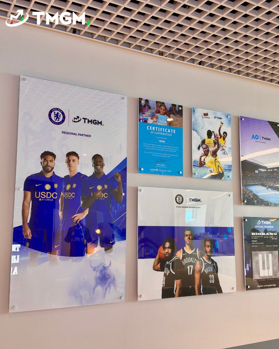 TMGMgroup's tweet photo. TMGM Sydney Headquarters Sponsorship Wall Unveiled!

From international sports and entertainment partnerships to global charitable initiatives, every display celebrates the remarkable moments TMGM has shared with world-class brands and partners.

Looking ahead, TMGM will continue to expand its global partnership network, strengthening our brand presence and impact worldwide!