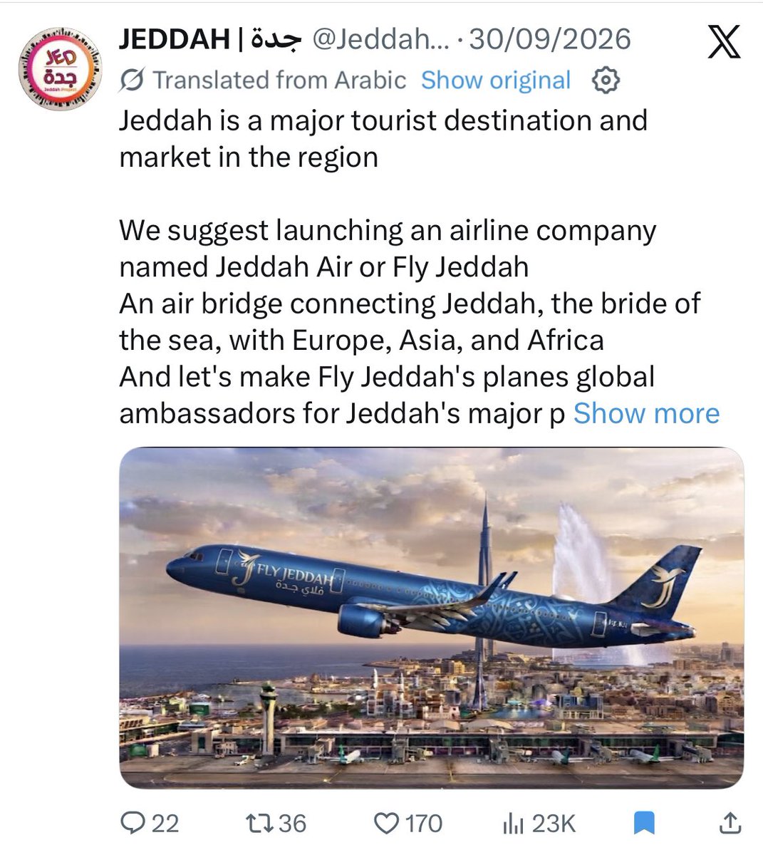 visitlusail's tweet photo. https://t.co/2TqIN4Powe
https://t.co/ECRLkoIDce
https://t.co/58A1SwJEym

People are asking WHEN Jeddah will have its own airline just like https://t.co/47nvx4z9HL. Could Jeddah be next?
Secure the digital addresses today for tomorrow’s opportunities

@JeddahAmanah @Jeddah_Project https://t.co/lJ6CrF86u9