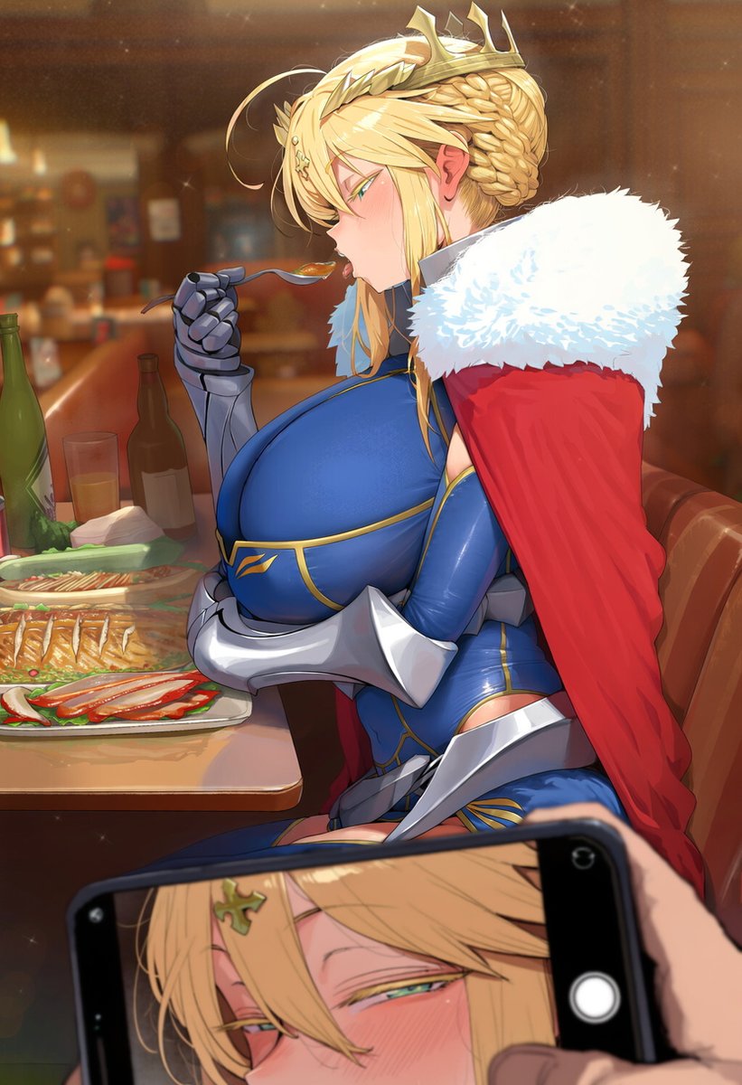 TakoTama02's tweet photo. アルトリア・ランサー (1/2)🍛 　　　　　　                                                                                                                                                                                                                                                                                                                                                                                                                                         SFW anime-style illustration - purely original.