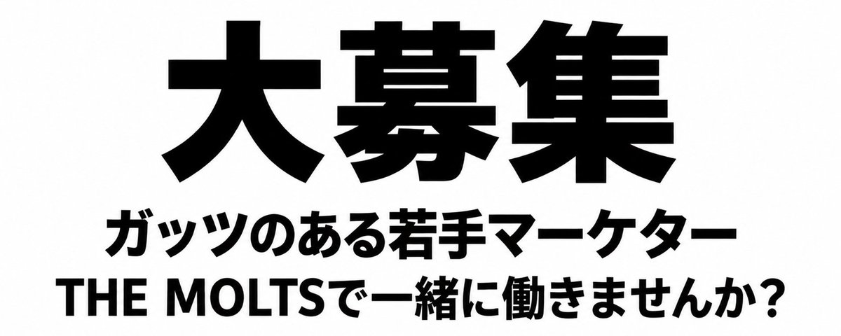 【大募集】ガッツのある若手マーケター、THE MOLTSで一緒に働きませんか?