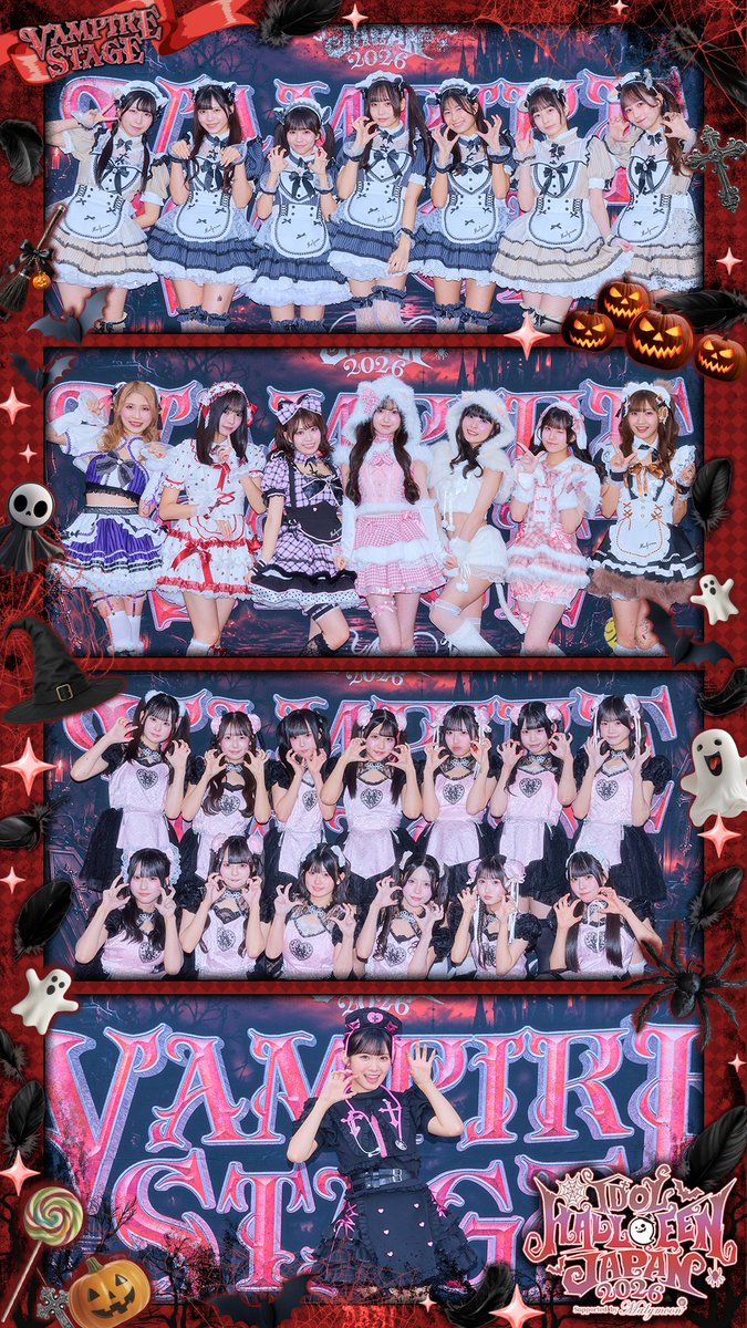 IDOLHJ_official's tweet photo. 🐈‍⬛ IDOL HALLOWEEN JAPAN2026 DAY1 🐈‍⬛

🎃PUMPKIN STAGE
ドラマチックレコードさん @DMRC_info
TENRINさん @TENRIN_official
ドレスコードさん@dreco_info
STU48さん　@STU48_official_

🦇VAMPIRE STAGE
山﨑夢羽さん @yuhane_official
Palette Paradeさん @O_PaletteParade
LinQさん  @LinQ_official
ヒロインズ研究生さん　@Heroines_RS

ご出演ありがとうございました♡

Malymoon衣装はこちらから！
🔗https://t.co/ah8BcXlpvG

 #IHJ2026 #アイドルハロウィンジャパン