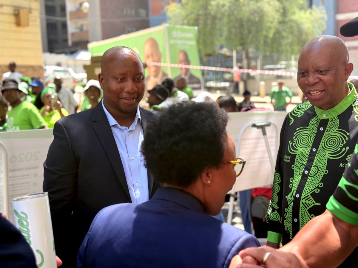 HermanMashaba's tweet photo. The Mood is High outside Vannin Court in the inner city ahead of the Gauteng Final Call to fix our Cities where myself, Tshwane Mayoral Candidate, Dr. Nasiphi Moya and Ekhuruleni Mayoral Candidate, Cllr. Xolani Khumalo will sign our delivery contracts, making a firm commitment to delivering tangible results, restoring accountability, and building municipalities that work for their residents.

#FinalPush #OnlyActionSACanFixGauteng