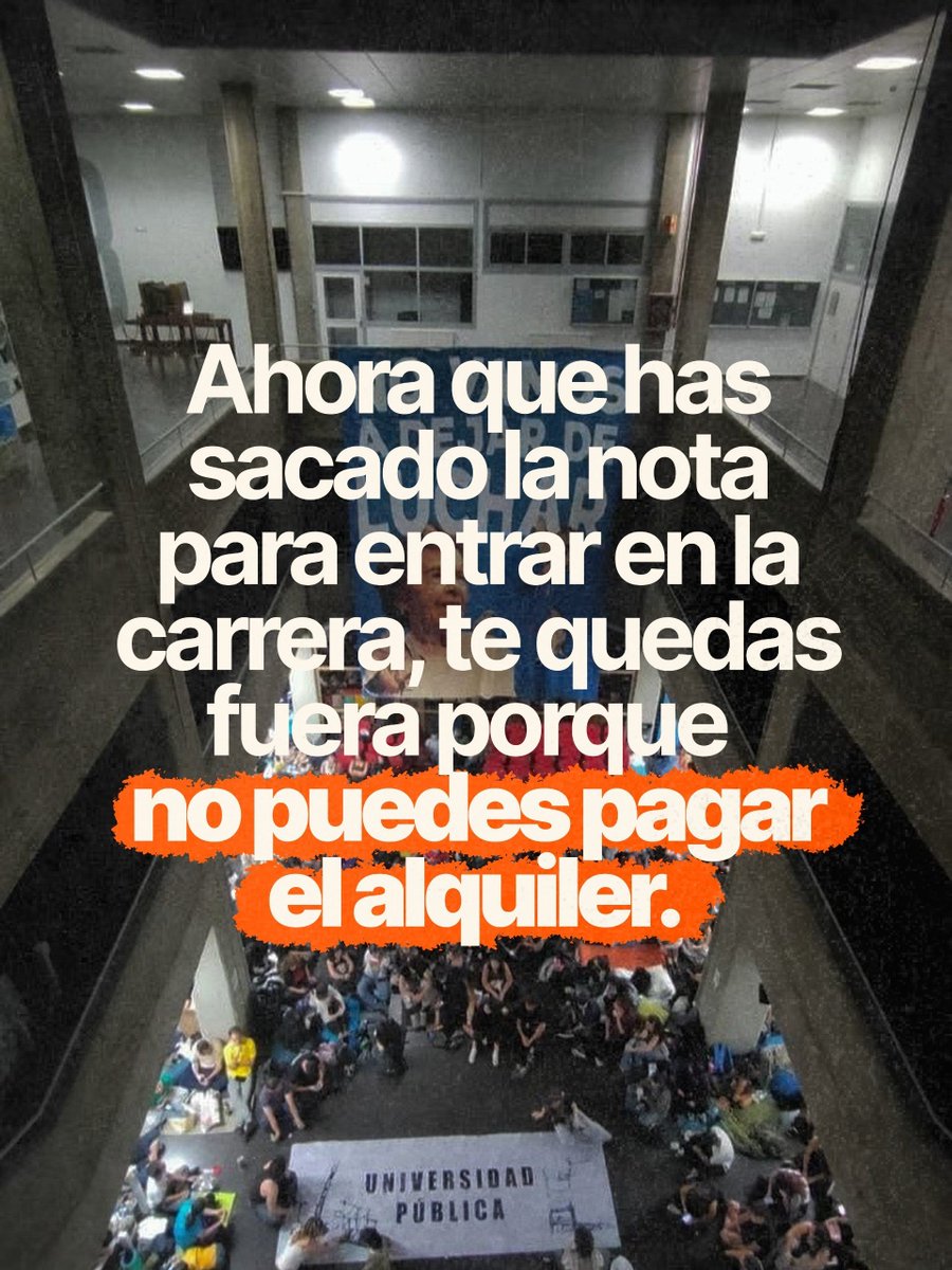 InquilinatoMad's tweet photo. Te da la nota. Consigues plaza. Pero no puedes pagar una habitación. Así también se queda gente fuera de la universidad pública.

Defender la vivienda es defender la universidad pública.

El 11 de noviembre paramos todo. https://t.co/nRrNPCj23Z
