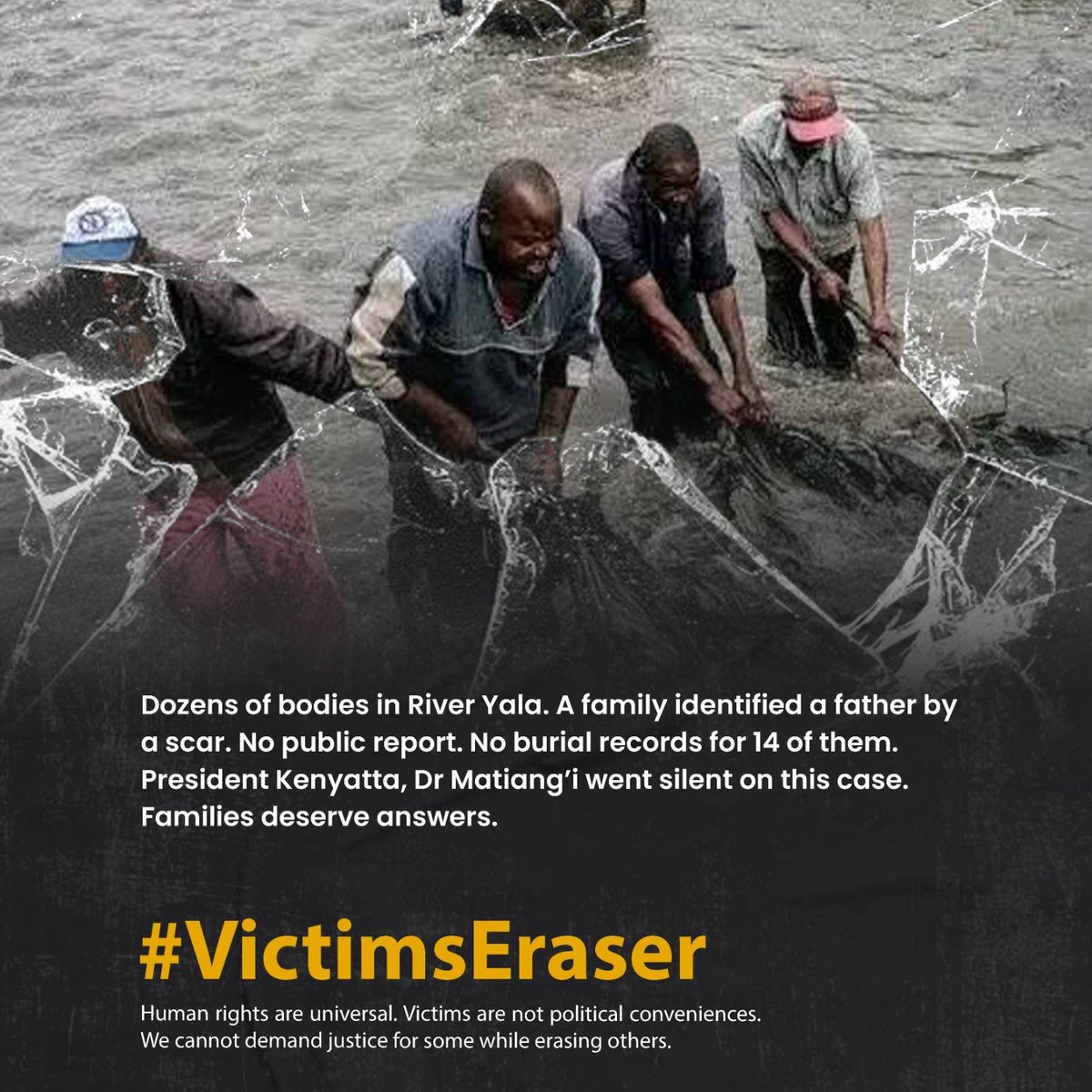 Keeronoh's tweet photo. Respect for victims cannot be measured by political affiliation, ethnicity or the era in which harm occurred. Listen to families, protect evidence and pursue fair processes. Hear every family. Keep listening. Human Rights Are Universal. #VictimsEraser. https://t.co/j4CLpwUWjZ